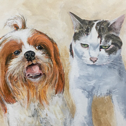 Portrait of Charlie and Smudgie for the Dakins - by Artist Mark Ward at ArtyMarks Art