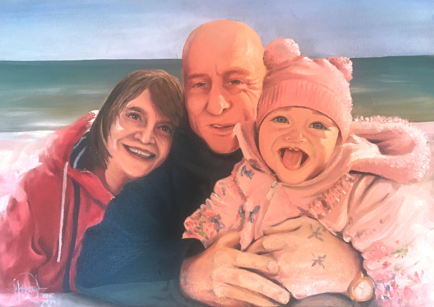 codlings_daisy_2000 Portrait of Daisy and her grandparents, Karen and Steve - by Mark Ward at ArtyMarksArt
