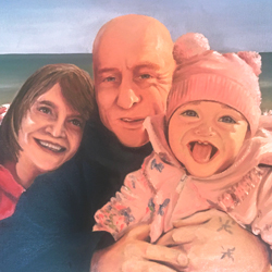 Portrait of Daisy and her grandparents, Karen and Steve - by Mark Ward at ArtyMarksArt
