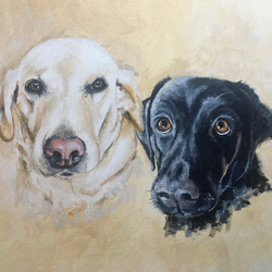Portrait of Ginny and Ruby - by Artist Mark Ward at ArtyMarks Art