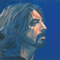 Portrait of Dave Grohl on stage at Reading Festival 2012 by Artist Mark Ward at ArtyMarks Art