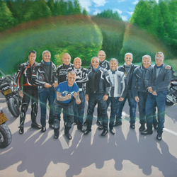 Tribute to Brent - A portrait of Brent and his Biking Friends by Artist Mark Ward at ArtyMarks Art