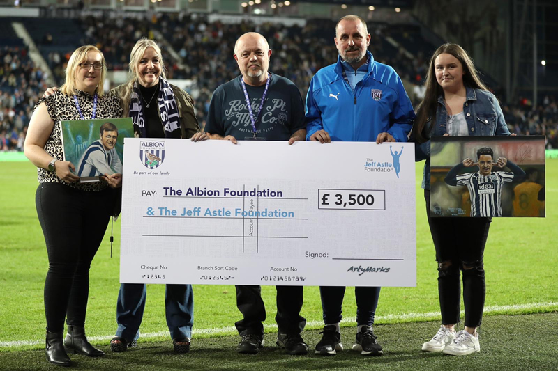 Presentation night - pitch side at the Hawthorns with winners and charities