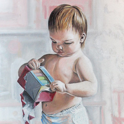 Luna's Christmas. Portrait of the gorgeous Luna, a cherished grandaughter. Portrait commission by Artist Mark Ward at ArtyMarks Art